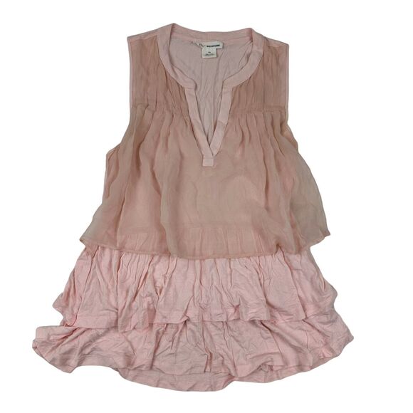 Anthropologie Tops - Anthropology Clu + Willoughby Pink Layered V-Neck Tank Blouse XS Rayon Silk
